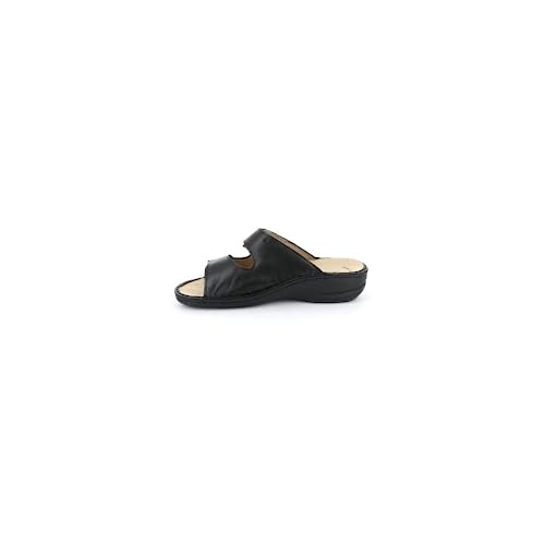 Grunland Dara CE0671 Damen-Slipper, aus Leder, verstellbar, mit herausnehmbarem Fußbett, Schwarz - Schwarz - Größe: 39 EU von Grunland