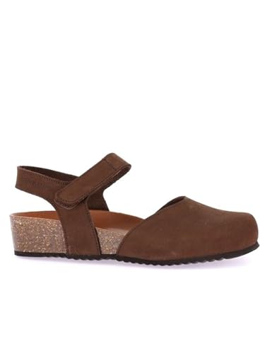 GRUNLAND Left SB2412 dunkelbraune Damen Sandalen geschlossene Spitze Leder Klettverschluss Re-Soft Innensohle Keil 41 von GRÜNLAND il benessere è naturale