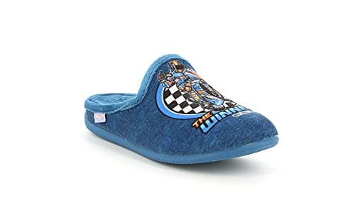 Grunland Milk CI2402 Jeans Slipper Kind Junge Stoff Gemustert Motorrad 33 von Grunland