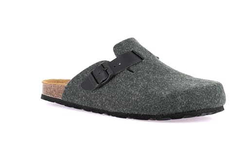 Grunland ROBI CB0185 Asphalt Herren-Lederfußbett-Slipper mit Schnalle 45 von Grunland