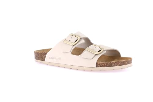 GRUNLAND SARA CB0003 Creme beige Damen Hausschuhe Birkenschnallen Leder 38 von GRÜNLAND il benessere è naturale
