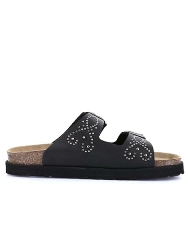 GRUNLAND SASA CB0750 Schwarze Damen Hausschuhe anatomische Lederschnallen Nieten Birken 38 von GRÜNLAND il benessere è naturale