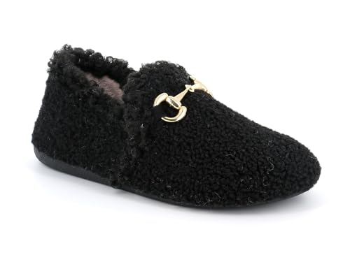 Grunland Teddy-Slipper mit Horsebit | GLES PA1170 Nero 39 von GRÜNLAND il benessere è naturale