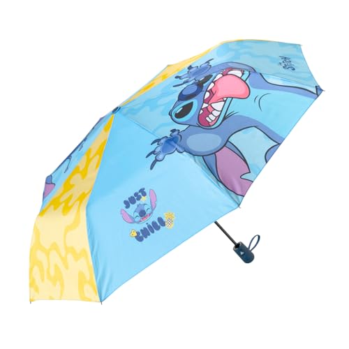 Faltbarer Taschen Regenschirm Automatik Disney Stitch Regenschirm Klein - Mini-Regenschirm Kinder Lilo und Stitch Geschenke für Mädchen und Jungen – Ofizieller Disney Merch von Grupo Erik