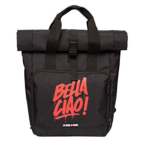 Grupo Erik Beutel Rucksack Haus des Geldes - Daypack Herren Bella Ciao Daypack Damen mit Roll Top Schwarz - Reise Rucksack Offizielles Netflix - Merchandising von Grupo Erik