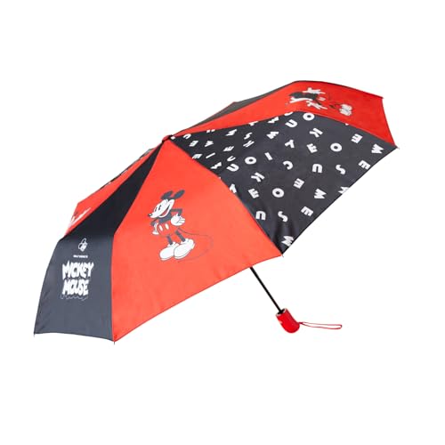 Grupo Erik Taschen Regenschirm Automatik Disney Mickey Mouse Regenschirm Klein - Regenschirm Kinder und Erwachsene - Taschenschirm Automatik Offizieller Disney Merch Rot von Grupo Erik