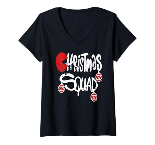 Damen Lustige Weihnachts-Squad-Stimmung für Teams T-Shirt mit V-Ausschnitt Damen Lustige Weihnachts-Squad-Stimmung für Teams T-Shirt mit V-Ausschnitt von Gruppenstil für Freunde und Familie
