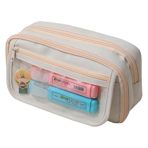 Grurun Großes Federmäppchen, großes Federmäppchen, große Kapazität, ästhetische Stift-Kosmetiktasche, Stift-Schreibwaren-Organizer, einfach, College, Büro, Zuhause, Reisen, Aufbewahrungstasche (beige) Grurun Großes Federmäppchen, großes Federmäppchen, große Kapazität, ästhetische Stift-Kosmetiktasche, Stift-Schreibwaren-Organizer, einfach, College, Büro, Zuhause, Reisen, Aufbewahrungstasche (beige) von Grurun