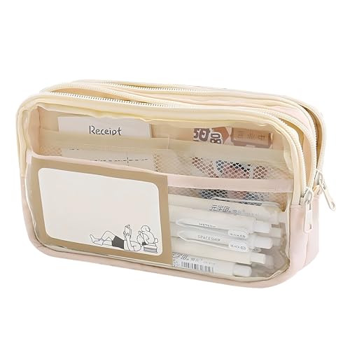 Grurun Großes Federmäppchen, großes Federmäppchen, große Kapazität, ästhetische Stift-Kosmetiktasche, Stift-Schreibwaren-Organizer, einfach, College, Büro, Zuhause, Reisen, Aufbewahrungstasche (beige) Grurun Großes Federmäppchen, großes Federmäppchen, große Kapazität, ästhetische Stift-Kosmetiktasche, Stift-Schreibwaren-Organizer, einfach, College, Büro, Zuhause, Reisen, Aufbewahrungstasche (beige) von Grurun