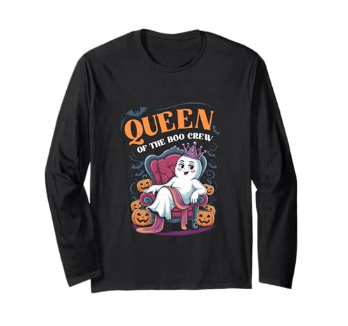 Königin der Boo-Crew Lustige Halloween Mama Mutter Mami Langarmshirt von Gruselig-süße Geisterkönigin Halloween-Nacht Grafi