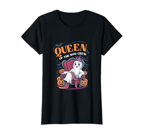 Königin der Boo-Crew Lustige Halloween Mama Mutter Mami T-Shirt von Gruselig-süße Geisterkönigin Halloween-Nacht Grafi