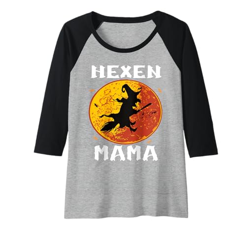 Damen Mama Hexe Halloween Kostüm Damen Mutter Hexen Raglan von Gruselige Familien Gruppen Halloween Hexen Kostüme