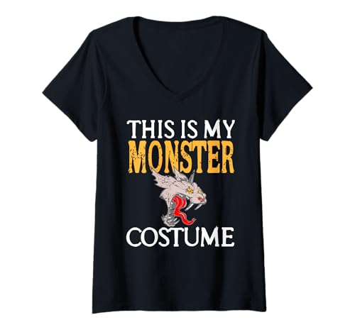 Damen Dies ist Mein Monster-Look für Halloween-Stimmung T-Shirt mit V-Ausschnitt Damen Dies ist Mein Monster-Look für Halloween-Stimmung T-Shirt mit V-Ausschnitt von Gruselige Monster Mimik für Spaßfans