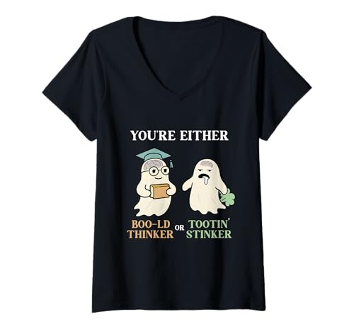 Damen Du bist entweder EIN mutiger Denker oder EIN stinkender T-Shirt mit V-Ausschnitt Damen Du bist entweder EIN mutiger Denker oder EIN stinkender T-Shirt mit V-Ausschnitt von Gruseliger Halloween-Humor für Liebhaber von Geist