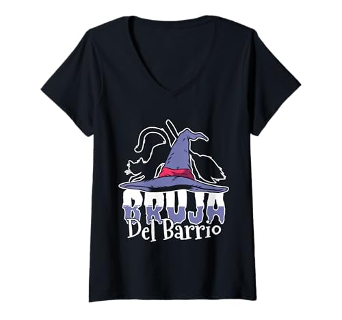 Damen Bruja Del Barrio Spanish Halloween T-Shirt mit V-Ausschnitt Damen Bruja Del Barrio Spanish Halloween T-Shirt mit V-Ausschnitt von Gruseliges 31. Oktober Design Halloween