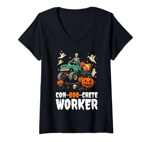 Damen Con-Boo-Crete Worker Concrete Crew Halloween Design T-Shirt mit V-Ausschnitt Damen Con-Boo-Crete Worker Concrete Crew Halloween Design T-Shirt mit V-Ausschnitt von Gruseliges 31. Oktober Design Halloween