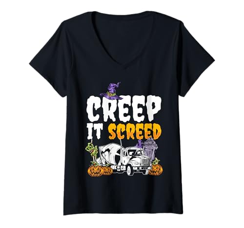 Damen Creep In Screed Concrete Crew Halloween Design T-Shirt mit V-Ausschnitt Damen Creep In Screed Concrete Crew Halloween Design T-Shirt mit V-Ausschnitt von Gruseliges 31. Oktober Design Halloween