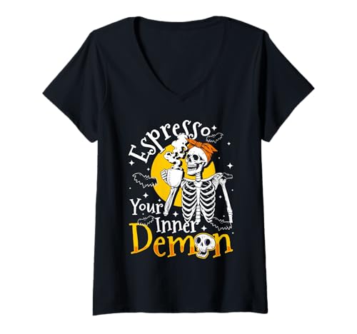 Damen Espresso Your Inner Demon Halloween Design T-Shirt mit V-Ausschnitt Damen Espresso Your Inner Demon Halloween Design T-Shirt mit V-Ausschnitt von Gruseliges 31. Oktober Design Halloween