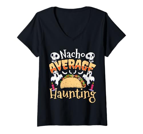 Damen Nacho Average Haunting Taco Halloween T-Shirt mit V-Ausschnitt von Gruseliges 31. Oktober Design Halloween