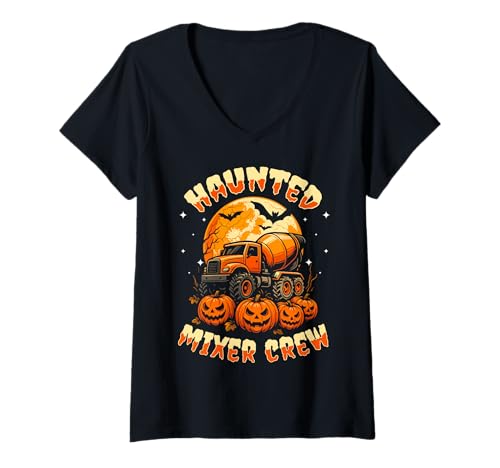 Damen Haunted Mixer Crew Halloween Concrete Worker T-Shirt mit V-Ausschnitt Damen Haunted Mixer Crew Halloween Concrete Worker T-Shirt mit V-Ausschnitt von Gruseliges 31. Oktober Designs Halloween