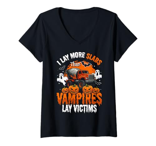 Damen I Lay More Slabs Halloween Concrete Worker Crew T-Shirt mit V-Ausschnitt Damen I Lay More Slabs Halloween Concrete Worker Crew T-Shirt mit V-Ausschnitt von Gruseliges 31. Oktober Designs Halloween