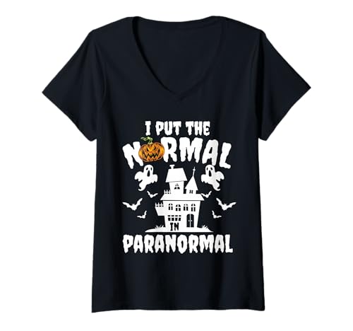 Damen I Put The Normal In Paranormal Ghost Hunting Halloween T-Shirt mit V-Ausschnitt Damen I Put The Normal In Paranormal Ghost Hunting Halloween T-Shirt mit V-Ausschnitt von Gruseliges Halloween Design Idee