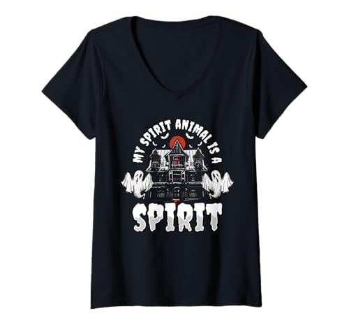Damen My Spirital Animal is A Spirit Ghost Hunting Halloween T-Shirt mit V-Ausschnitt Damen My Spirital Animal is A Spirit Ghost Hunting Halloween T-Shirt mit V-Ausschnitt von Gruseliges Halloween Design Idee