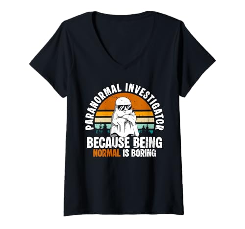 Damen Paranormal Investigator Because Being Normal is Boring T-Shirt mit V-Ausschnitt Damen Paranormal Investigator Because Being Normal is Boring T-Shirt mit V-Ausschnitt von Gruseliges Halloween Design Idee