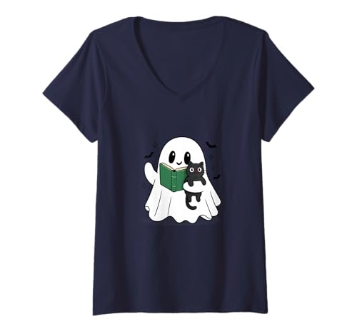 Damen Design für Halloween Kürbis, Hexen und Geister T-Shirt mit V-Ausschnitt Damen Design für Halloween Kürbis, Hexen und Geister T-Shirt mit V-Ausschnitt von Gruseliges Halloween lustiges Design