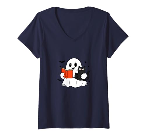 Damen Design für Halloween Kürbis, Hexen und Geister T-Shirt mit V-Ausschnitt Damen Design für Halloween Kürbis, Hexen und Geister T-Shirt mit V-Ausschnitt von Gruseliges Halloween lustiges Design