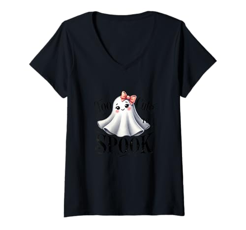 Damen Design für Halloween Kürbis, Hexen und Geister T-Shirt mit V-Ausschnitt von Gruseliges Halloween lustiges Design