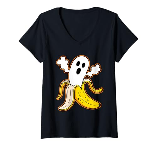 Damen Design für Halloween Kürbis, Hexen und Geister T-Shirt mit V-Ausschnitt Damen Design für Halloween Kürbis, Hexen und Geister T-Shirt mit V-Ausschnitt von Gruseliges Halloween lustiges Design