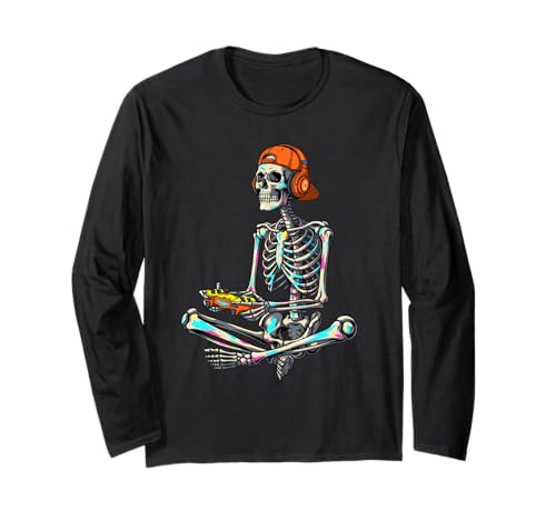 Skelett Gamer Halloween Videospiel Jungen Männer Design Langarmshirt Skelett Gamer Halloween Videospiel Jungen Männer Design Langarmshirt von Gruseliges Skelett-Gamer-Kostüm für Halloween