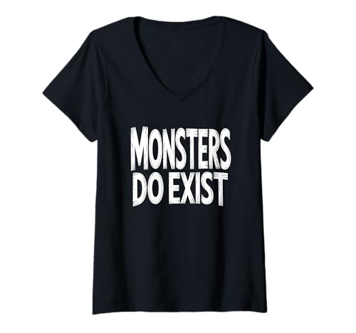 Damen Monster existieren T-Shirt mit V-Ausschnitt Damen Monster existieren T-Shirt mit V-Ausschnitt von Gruselmonster existieren Halloween