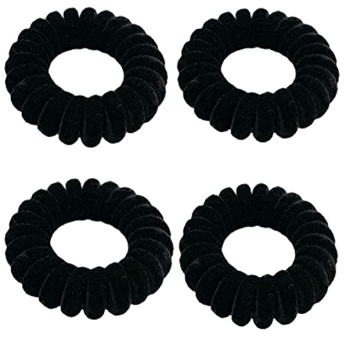 Grutyopkn 4 Stück Samt Spirale Haargummis Haargummis Haargummis ohne Falten Pferdeschwanz für langes lockiges Haar Haarschmuck für Damen und Herren (Schwarz) von Grutyopkn