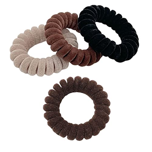 Grutyopkn Haargummis, Samt-Spiralbindungen, 4 Stück, elastische Haargummis, keine Falten, Pferdeschwanz-Haarbänder, langes Haar, lockiges Haarband, Damen- und Herren-Haarschmuck (mehrfarbig) von Grutyopkn