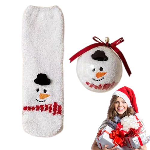 Flauschige Weihnachtssocken für Damen | Flauschige Socken mit Weihnachtsthema - Wintersocken, Thermosocken zum Schlafen im Innenbereich, für Damen und Mädchen, Weihnachtsgeschenke Gruwkue von Gruwkue