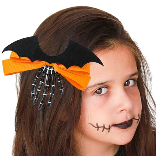 Gruwkue Haarnadel mit Totenkopf-Schleife | Halloween Skelett Hand Haarnadelklammern | Halloween-Gothic-Haarschmuck, Geschenke für Mädchen, Frauen, Kinder von Gruwkue