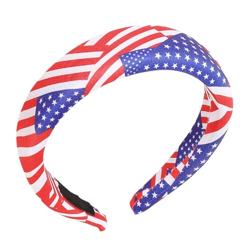 Gruwkue Patriotisches Stirnband für Frauen,Stirnband mit amerikanischer Flagge - 4. Juli Patriotischer Haarreifen - Weicher Haarschmuck zum Gedenktag, Kopfschmuck mit amerikanischer Flagge für von Gruwkue