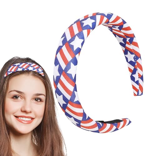 Gruwkue Stirnband mit amerikanischer Flagge, patriotisches Stirnband für Damen - Rutschfester Unabhängigkeitstag-Haarreifen | Weicher Haarschmuck zum Gedenktag, Kopfschmuck mit amerikanischer Flagge von Gruwkue