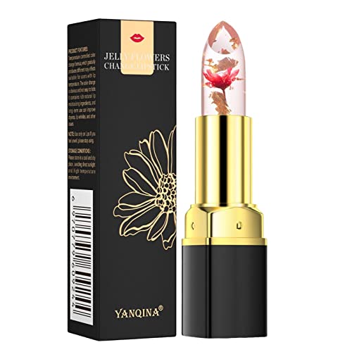 Magischer Farbwechselnder Blumen-Lippenstift, PH-Temperatur-Gelee-Lippenstift, Nahrhafte Feuchtigkeitscreme, Lippenbalsam, Make-up-Geschenkset Für Frauen Und Mädchen von Gruwkue