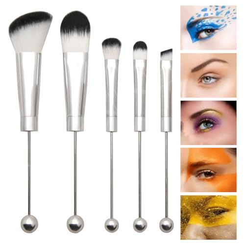 Make-up-Pinsel-Set, DIY Perlen-Make-up-Pinsel - 5-teiliges Make-up-Pinsel-Set,Concealer-Pinsel, Lidschattenpinsel, Foundation-Pinsel, Make-up-Set, Beauty-Geschenke für Frauen Gruwkue von Gruwkue