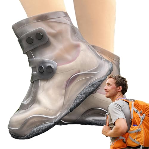 Wasserdichte Schuhüberzüge - Wasserabweisende Überschuhe | Einfach zu handhabende, rutschfeste, doppelschichtige Sohle, robuste, dicke Regenüberschuhe für Männer, Frauen und Kinder Gruwkue von Gruwkue