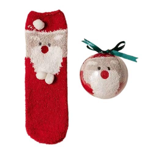 Weihnachtliche Fuzzy-Socken | Weiche Weihnachtssocken,Wintersocken, Thermosocken zum Schlafen im Innenbereich, für Damen und Mädchen, Weihnachtsgeschenke Gruwkue von Gruwkue