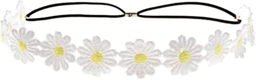 Gryshanyun Weißes Gänseblümchen und Sonnenblumen-Boho-Stirnband, Blumenkrone, Haarkranz für Frühlingshochzeiten, Festivals, Reisen und böhmische Partys von Gryshanyun