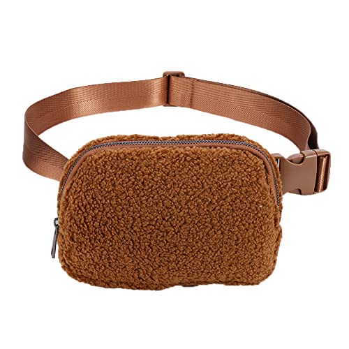 Teddy Plüsch Bauchtasche Stylisch Kleine Crossbody Bag Damen Breiter Gurt Hüfttasche Damen Gürteltasche für Festival Reise 23x12x5 cm von GSenhui