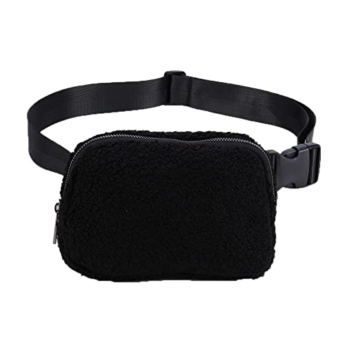 Teddy Plüsch Bauchtasche Stylisch Kleine Crossbody Bag Damen Breiter Gurt Hüfttasche Damen Gürteltasche für Festival Reise 23x12x5 cm von GSenhui