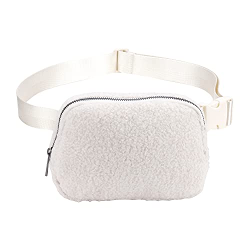 Teddy Plüsch Bauchtasche Stylisch Kleine Crossbody Bag Damen Breiter Gurt Hüfttasche Damen Gürteltasche für Festival Reise 23x12x5 cm von GSenhui