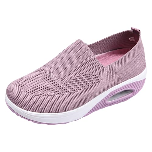 Gsheocm Barfuss Schuhe Damen, Sneaker Damen Sommer, Leichtgewichts Atmungsaktiv Sommerschuhe Mittleres Alter Freizeitschuhe rutschfest Dämpfung Turnschuhe Wandern Laufschuhe von Gsheocm