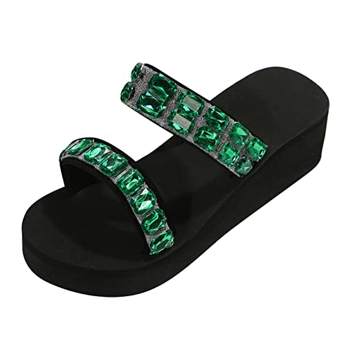 Gsheocm Flipflopssandalen Damen Damenschuhe Dicke untere Neigungsferse mit -Strandhausschuhen Modehaus Bequeme Strandneigungsfersenhausschuhe Freizeitsandale von Gsheocm